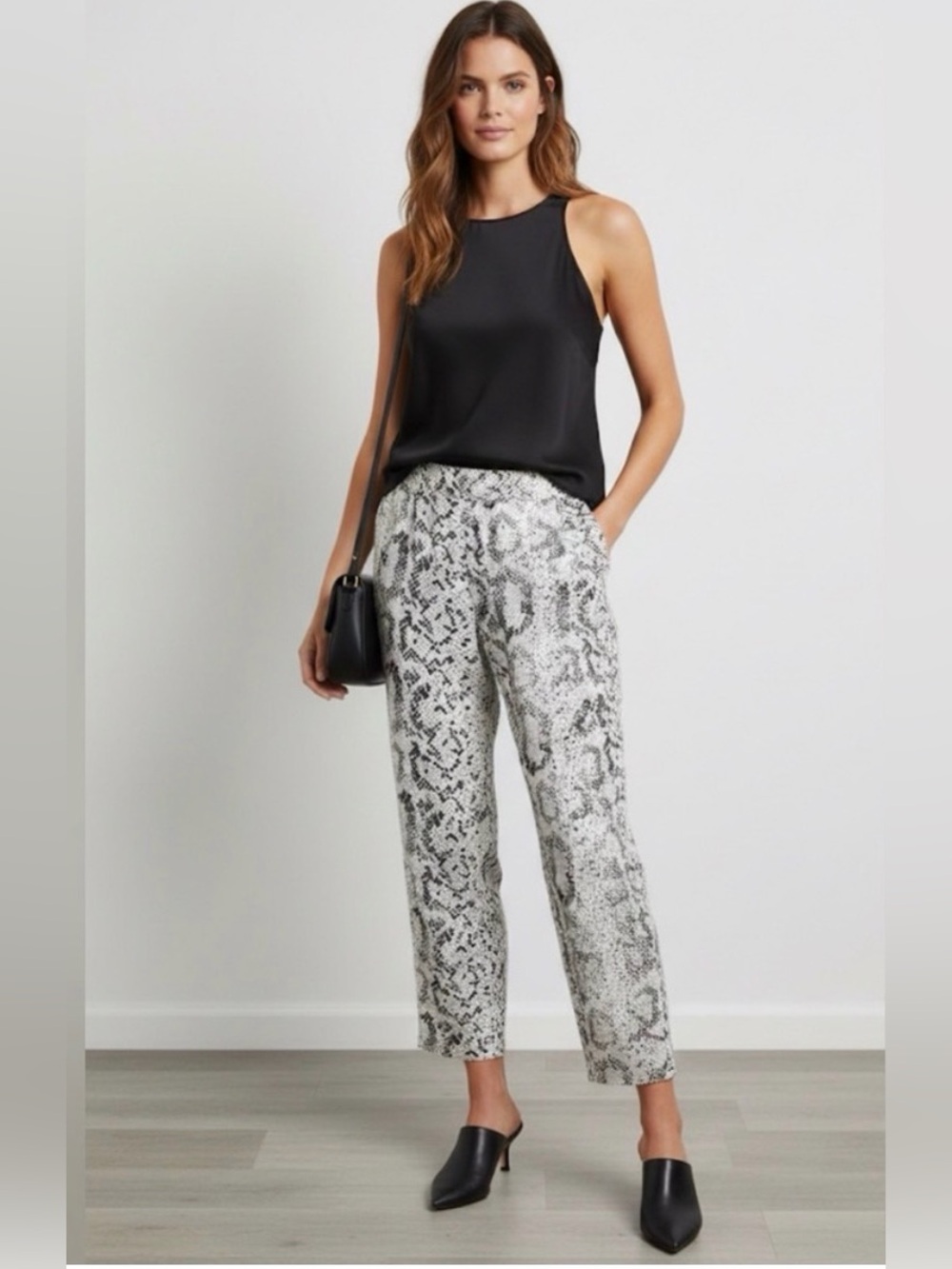 J. Crew Jamie Snake-Print High-Waist Ankle Pants Black & White Size 10 NWT